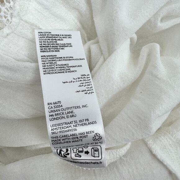 Urban Outfitters Jumpsuit White Wide Leg Gauze Cotton Crochet Cottagecore L NWT - Picture 15 of 15